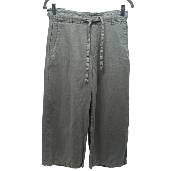 Cloth & Stone Slate Green 100% Linen Crop Drawstring Summer Pants Size XS - Picture 2 of 11